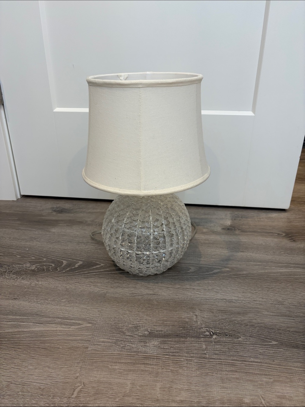 Amazon Clear Textured Glass Table Lamp with Cream Shade